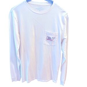 Vineyard Vines Men's White Long Sleeve Shirt with California Bear.  Extra Small
